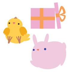 easter characters_ pink bunny and chicken - 335549372