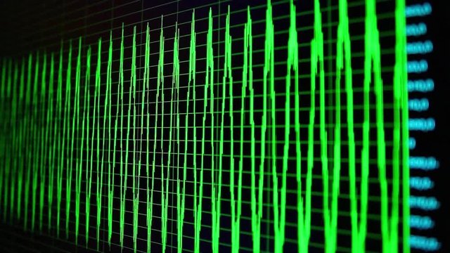 Oscillogram on PC screen, text and graphical information