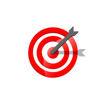 Mission icon or business goal logo in red design concept on an isolated white background. EPS 10 vector.