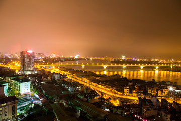 Hanoi skyline cityscape at twilight