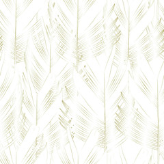 Seamless tropical pattern with leaves. Graphic vector background.	
