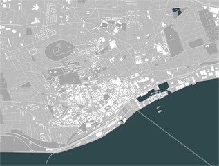 map of the city of Dundee, Scotland, UK