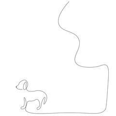 Dog puppy near tree. Vector illustration
