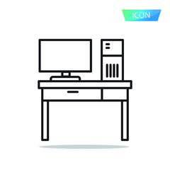 Desk icon isolated on white background.