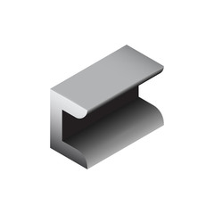 Steel product icon. C chanel profile shape. That alloy of iron from steel production industry and metallurgy used as beam, bar, frame, girder, structure in engineering, construction building material.