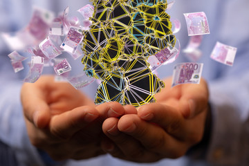 Abstract of germany map network, internet and global connection concept, Wire Frame 3D