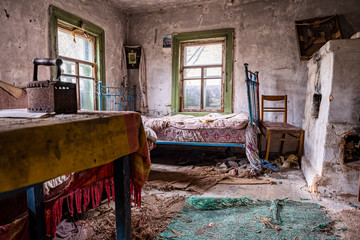 abandoned house in a small village in the Chernobyl Exclusion Zone