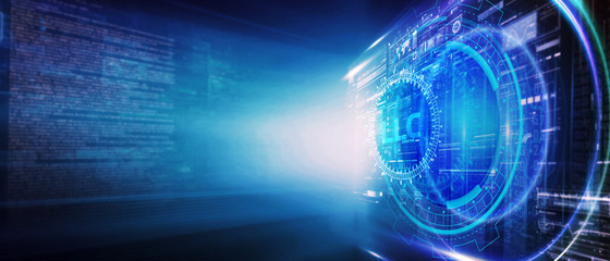 Business, Technology, Internet and network concept. Young businessman working on a virtual screen of the future and sees the inscription: LLC