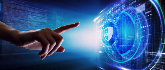 Cyber security data protection business technology privacy concept. Young businessman  select the...