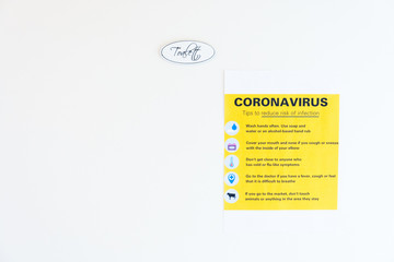 Coronavirus do and donts notice with empty space on a white background