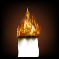 Burning White Paper Isolated on Black Background.