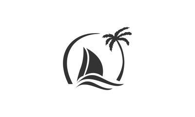 sailboat logo design vector icon