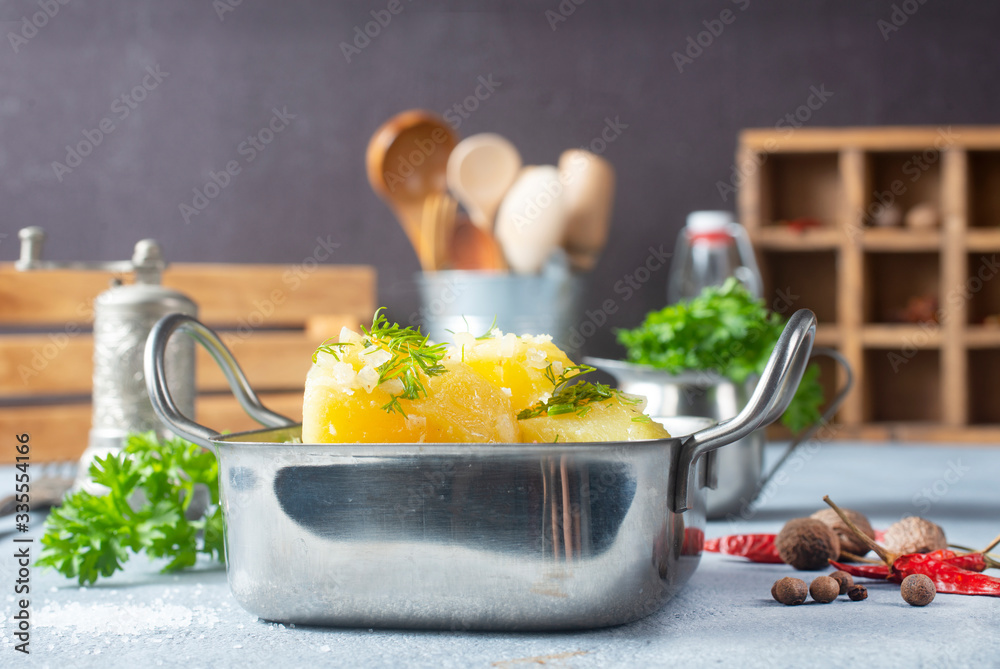 Sticker boiled potato