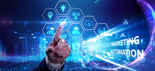 Business, Technology, Internet and network concept. Digital Marketing content planning advertising strategy concept. Marketing automation