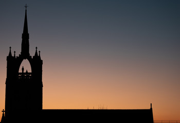 Church in London during sunset