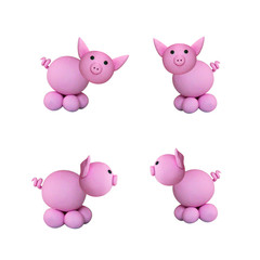 Cochon rose face profil - illustration