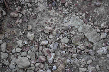 Crushed stone and multi-colored stones close-up element for the designer. Background like texture..