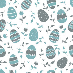 spring easter pattern, easter eggs and flowers