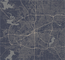map of the city of Fort Worth, Texas, USA