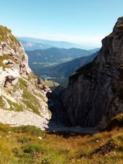 landscape, mountains, nature, sky, rock, slovenia,summer, julian alps, peak, grass, valley, blue,...