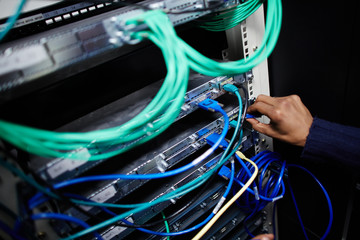 Engineer working on a business server