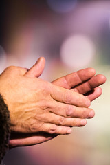 Fototapeta premium Hands clap for medical staff in the fight against the coronavirus. Applause.