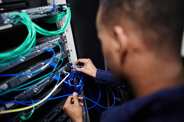IT engineer working on a computer server