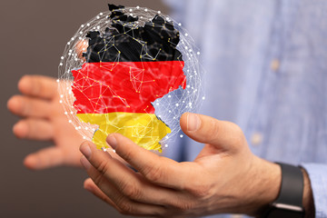 Abstract of germany map network, internet and global connection concept, Wire Frame 3D