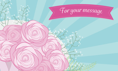 母の日や結婚式やセールのカードやバナーに使いやすいガーリーなバラの花 place for your text
