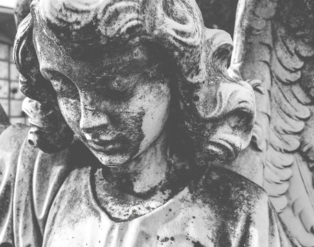 Vintage image of a sad angel