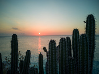 caribbean sunset on curacao travel