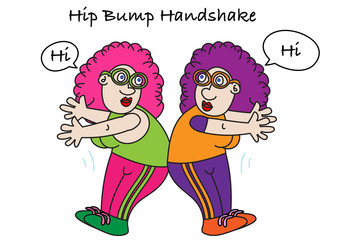 funny hip bump handshake alternative vector illustration