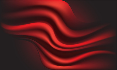 Abstract red fabric wave on dark background texture vector illustration.