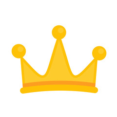 Crown flat yellow icon isolated on white background.