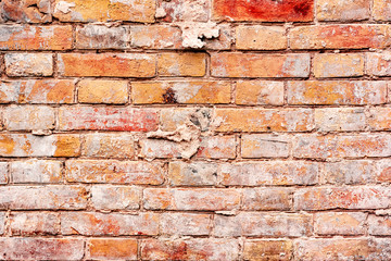 Texture of a brick wall with cracks and scratches which can be used as a background