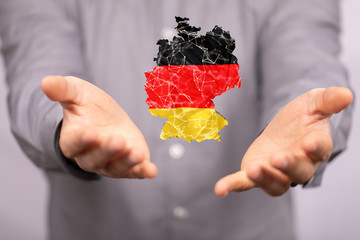 map of Germany. Wire frame 3D mesh polygonal network line, design.