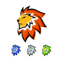 Obraz premium Lion Head Cartoon Logo Design