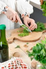 Chopping dill