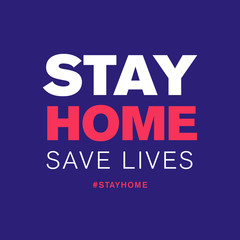 stay home save lives hashtag quarantine, coronavirus epidemic vector illustration