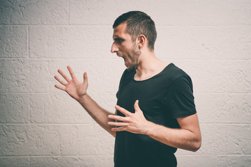 Angry man screaming