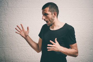 Angry man screaming