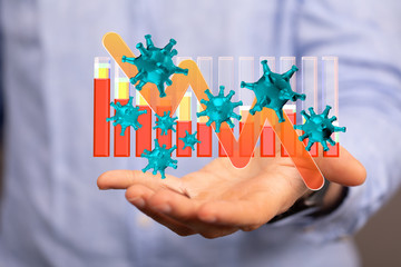 Financial stock graph has down from virus corona outbreak..