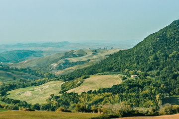 Landscape of Tuscany in the evening light