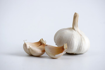 fresh garlic on a white background