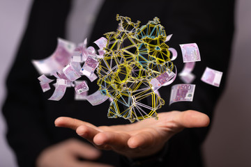 Abstract of germany map network, internet and global connection concept, Wire Frame 3D