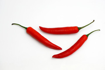 red chili on a white background