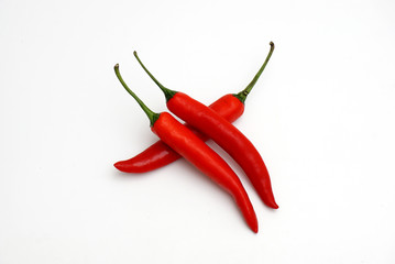 red chili on a white background