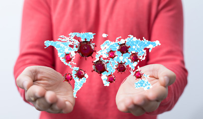 Covid-19 coronavirus, virus that causes acute respiratory infections and the common cold,...