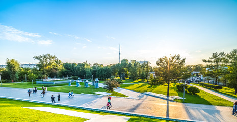 Naklejka premium view of the Ostankino tower,Avenue of Cosmonauts.City the Moscow