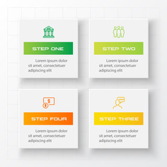 Business infographics template 4 steps with square,Element for design invitations,Vector illustration.